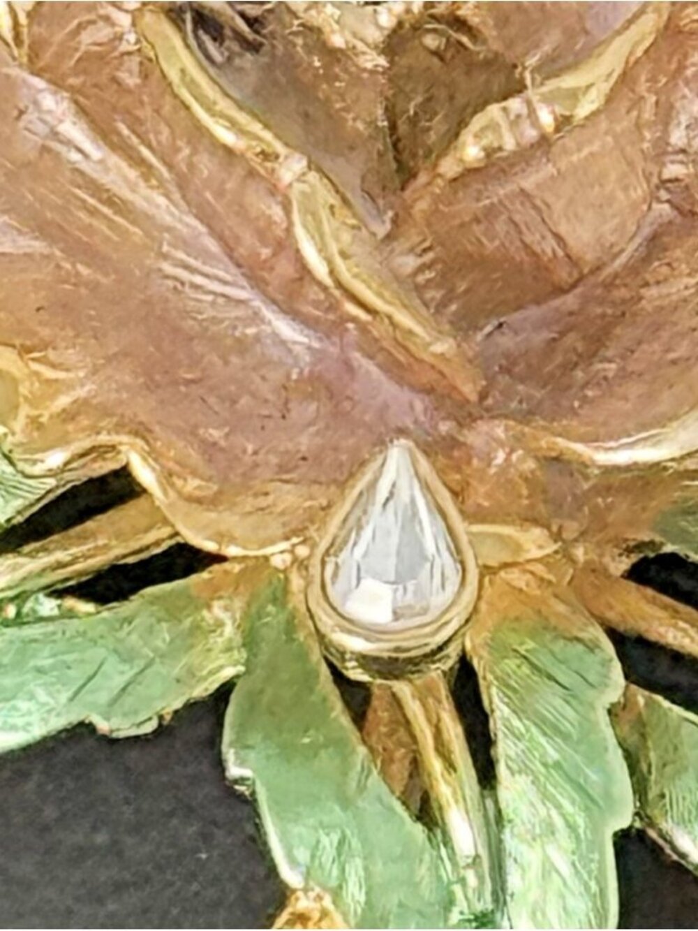 England's Rose R.J. Graziano 1997 Flower Brooch Pin Gold Tone Enamel Rhinestone - Picture 5 of 10